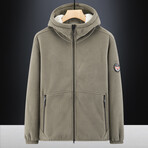 Fleece Zip Up Hoodie // Khaki (M)