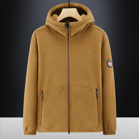 Fleece Zip Up Hoodie // Yellow (L)