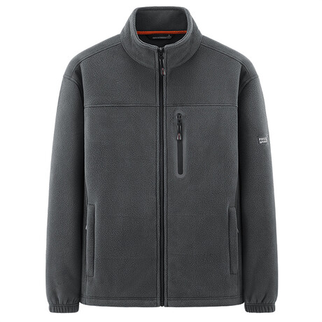 Fleece Zip Up Jacket // Dark Gray (XS)