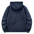 Fleece Zip Up Hoodie // Navy Blue (L)