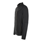 Quilted Details Racer Jacket // Black Matte + Green Interior (S)