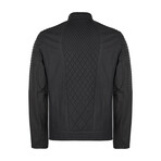 Quilted Details Racer Jacket // Black Matte + Green Interior (S)