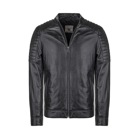 Quilted Details Racer Jacket // Black (S)