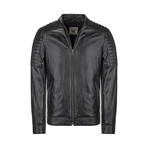 Quilted Details Racer Jacket // Black (S)