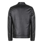 Quilted Details Racer Jacket // Black (S)