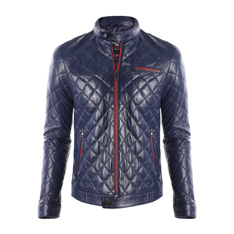 Racer Quilted Jacket // Navy Blue (S)