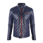 Racer Quilted Jacket // Navy Blue (S)