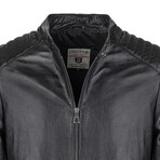 Quilted Details Racer Jacket // Black (S)