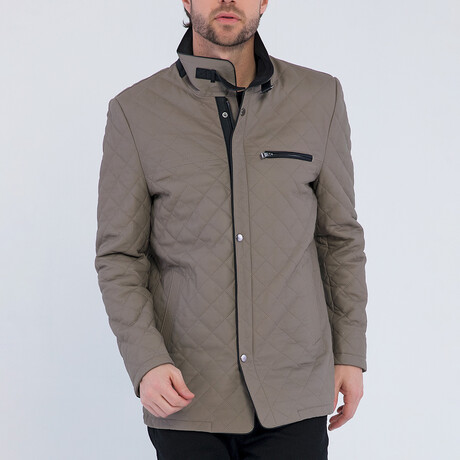 Quilted Jacket // Beige + Black (S)