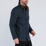 Quilted Jacket // Blue Oil + Brown (S)