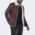 Plush Collar Jacket // Burgundy +Navy Blue (S)