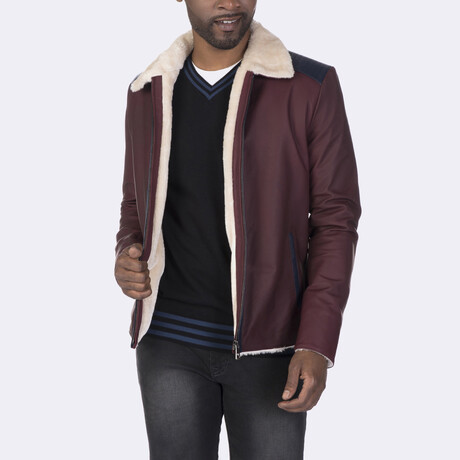 Plush Collar Jacket // Burgundy +Navy Blue (S)