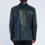 Leather Jacket Button Up // Blue Navy (S)