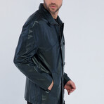 Leather Jacket Button Up // Blue Navy (S)