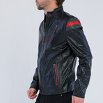 Leather Racer Jacket // Black with Shoulder Details (S)