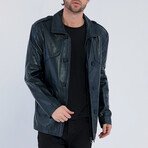 Leather Jacket Button Up // Blue Navy (S)
