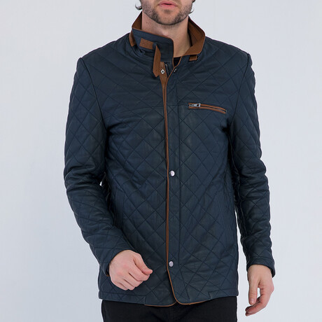 Quilted Jacket // Blue Oil + Brown (S)