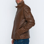 Quilted Details Racer Jacket // Chestnut (S)