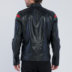 Leather Racer Jacket // Black with Shoulder Details (S)