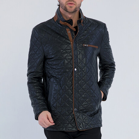Quilted Jacket // Bright Black + Brown (S)