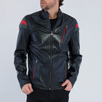 Leather Racer Jacket // Black with Shoulder Details (S)