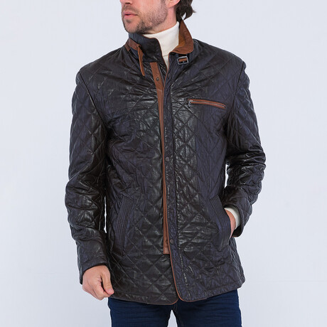 Leather Quilted Jacket // Brown + Tan Details (S)