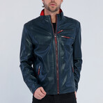Leather Raer Jacket // Navy Blue (S)