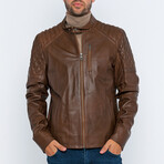 Quilted Details Racer Jacket // Chestnut (S)