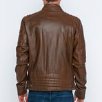 Quilted Details Racer Jacket // Chestnut (S)