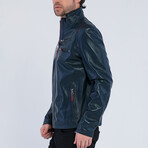 Leather Raer Jacket // Navy Blue (S)