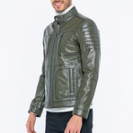 Utility Leather Jacket // Green (S)