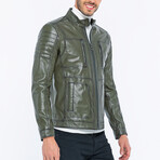 Utility Leather Jacket // Green (S)