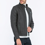 Leather Racer Strap Neck Jacket // Black Matte (S)