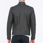 Leather Racer Strap Neck Jacket // Black Matte (S)