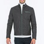 Leather Racer Strap Neck Jacket // Black Matte (S)
