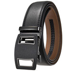 Leather Belt - Automatic Buckle // Black Belt + Black Textured Buckle