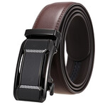 Leather Belt - Automatic Buckle // Brown Belt + Black Buckle