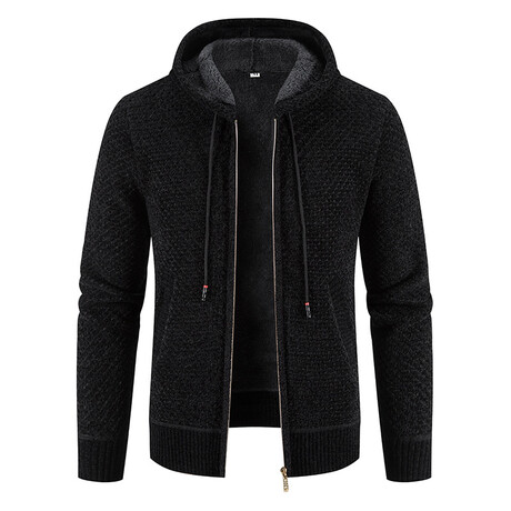 Hoodie Zip Up Cardigan // Black // Style 2 (XS)