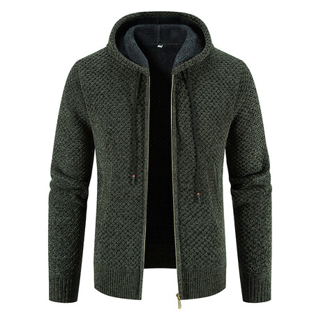 Hoodie Zip Up Cardigan // Green // Style 2 (XS)