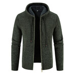 Hoodie Zip Up Cardigan // Green // Style 2 (M)