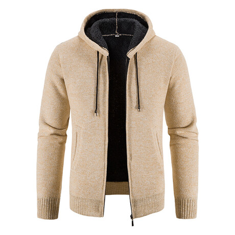 Hoodie Zip Up Cardigan // Tan (XS)