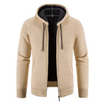 Hoodie Zip Up Cardigan // Tan (4XL)