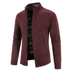 Mock Neck Zip Up Cardigan // Burgundy (4XL)