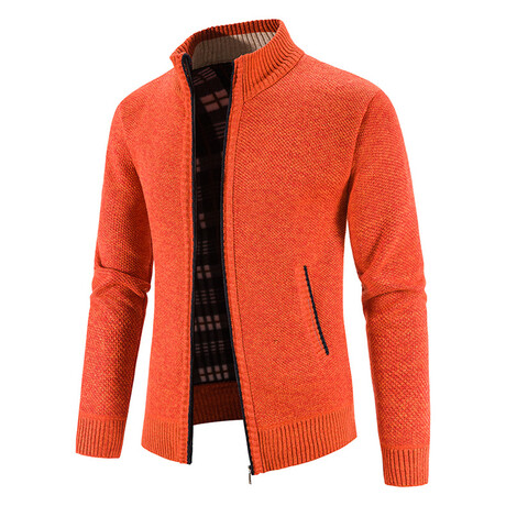 Hoodie Zip Up Cardigan // Orange (XS)