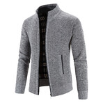 Mock Neck Zip Up Cardigan // Light Gray (M)