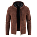 Hoodie Zip Up Cardigan // Brown // Style 2 (3XL)
