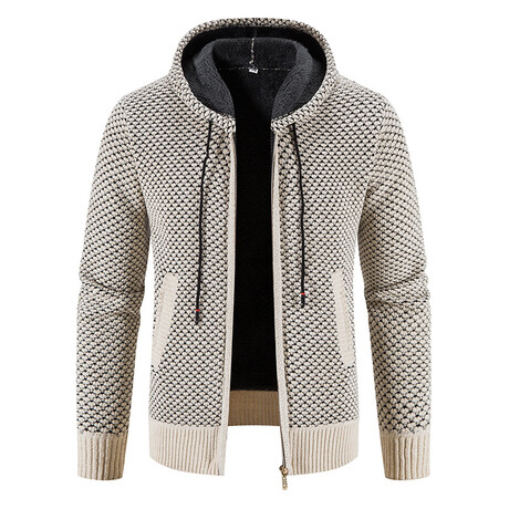 Hoodie Zip Up Cardigan // White // Style 2 (XS)