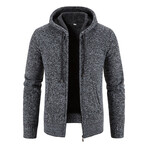 Hoodie Zip Up Cardigan //Dark Gray (2XL)
