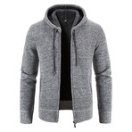 Hoodie Zip Up Cardigan //Light Gray (2XL)
