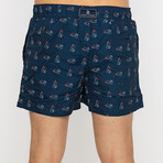 Boats Pattern Swim Shorts // Navy Blue (S)